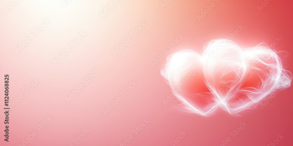 Poster ethereal hearts floating on a soft gradient background of love