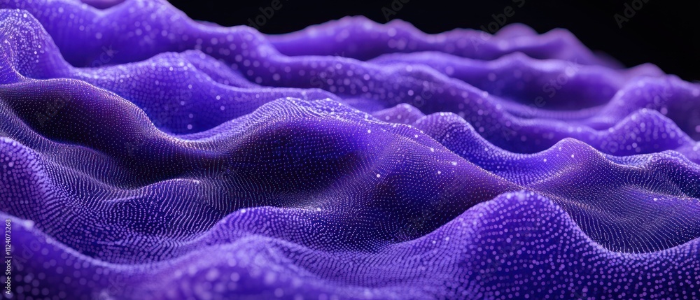 Poster abstract visualization of waves in purple tones, showcasing depth and texture.