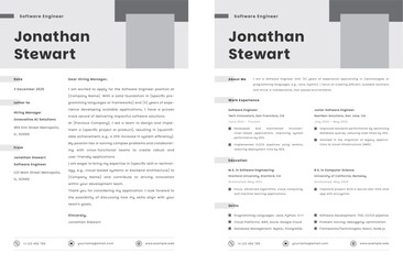 Software Engineer CV Resume Design