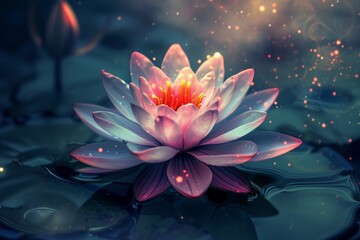 Enchanted Water Lily: A Serene Night Bloom in Mystical Waters