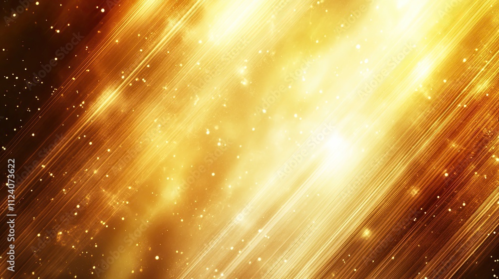 Poster golden light rays and sparkles on dark background for abstract design
