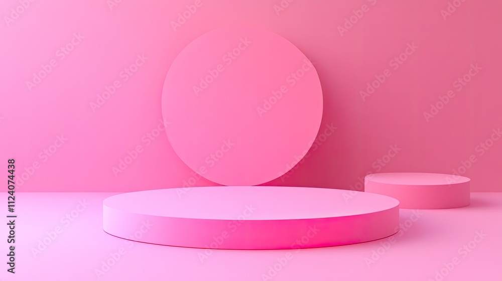 Poster abstract pink geometry with circular and round shapes displayed