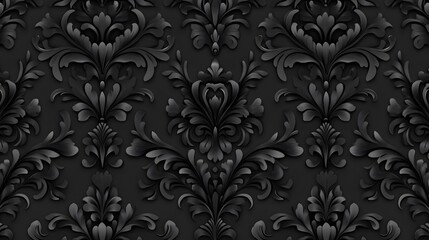 Elegant Black Damask Floral Pattern Design