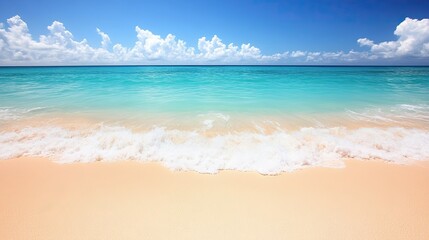 Obraz premium Tranquil Beach Scene with Turquoise Water and Cloudy Sky