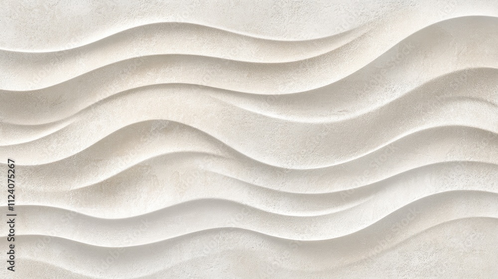 Poster textured white wall with flowing wave patterns and soft shadows