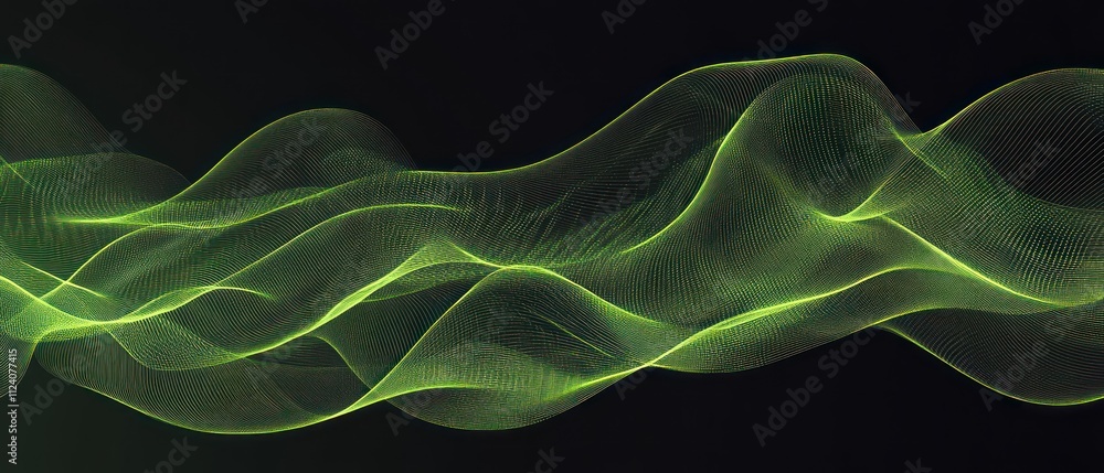 Aufkleber abstract green wave patterns on a dark background, suggesting movement and fluidity.