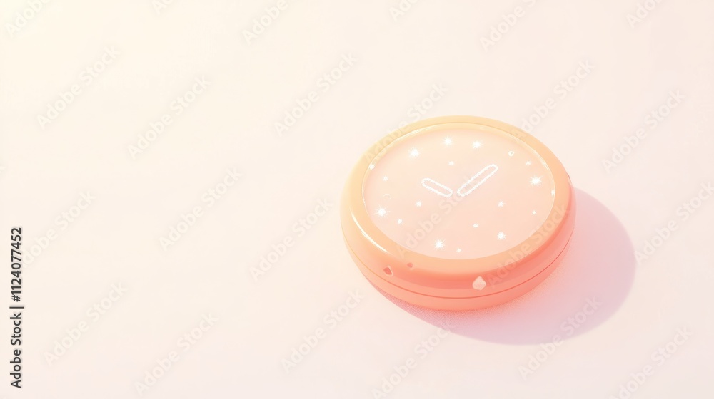 Aufkleber A soft pink circular device with a minimalist design, possibly a timer or gadget.