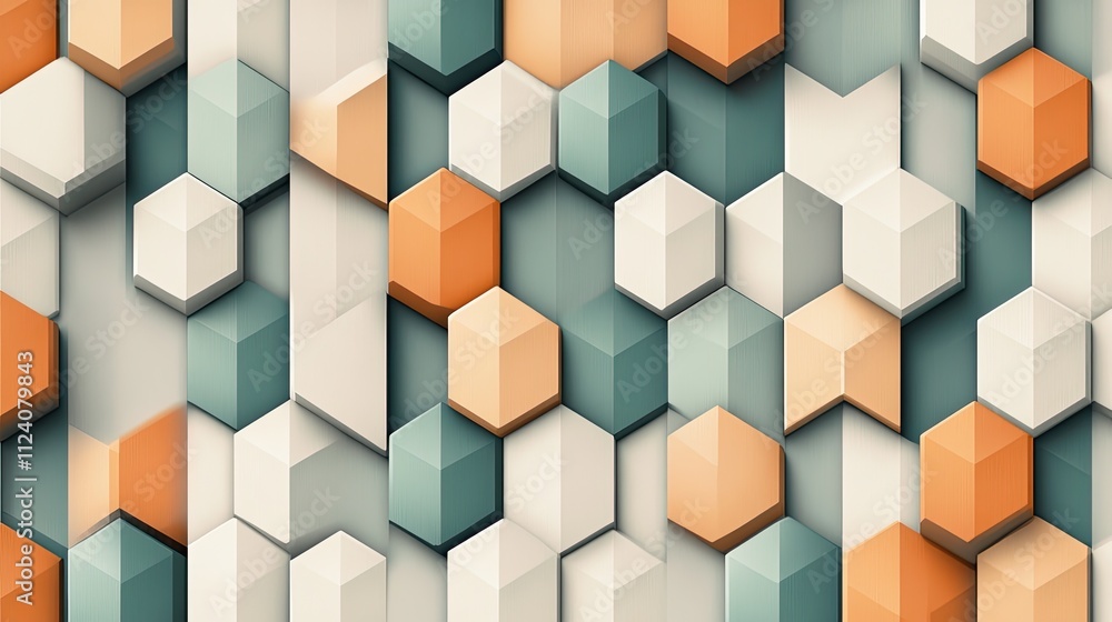 Poster geometric hexagonal pattern in soft color palette for background use