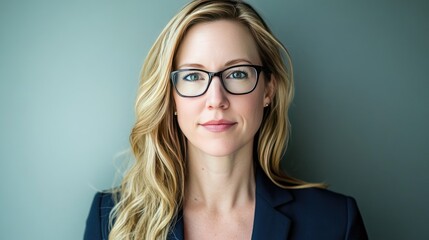Fototapeta premium Confident Professional Woman with Glasses and Blonde Hair Portrait