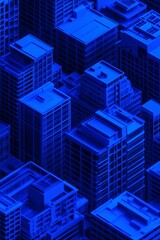 Fototapeta premium Blue Cityscape, Aerial View of Modern Buildings