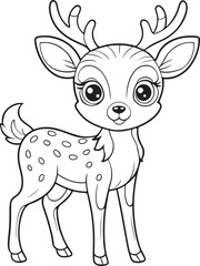 Cute Deer Coloring Vector Art– Adorable Cartoon Fun Illustration