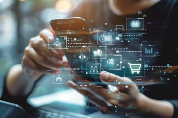 Modern Mobile Commerce Experience Digital Shopping Online Retail Technology Innovation E-commerce Smartphone User Interface