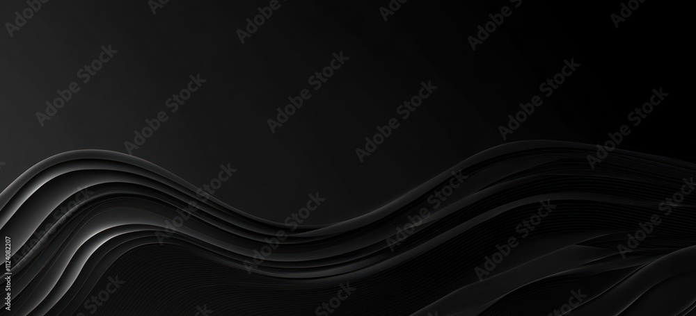 Poster Abstract black waves create a sleek and modern background design.
