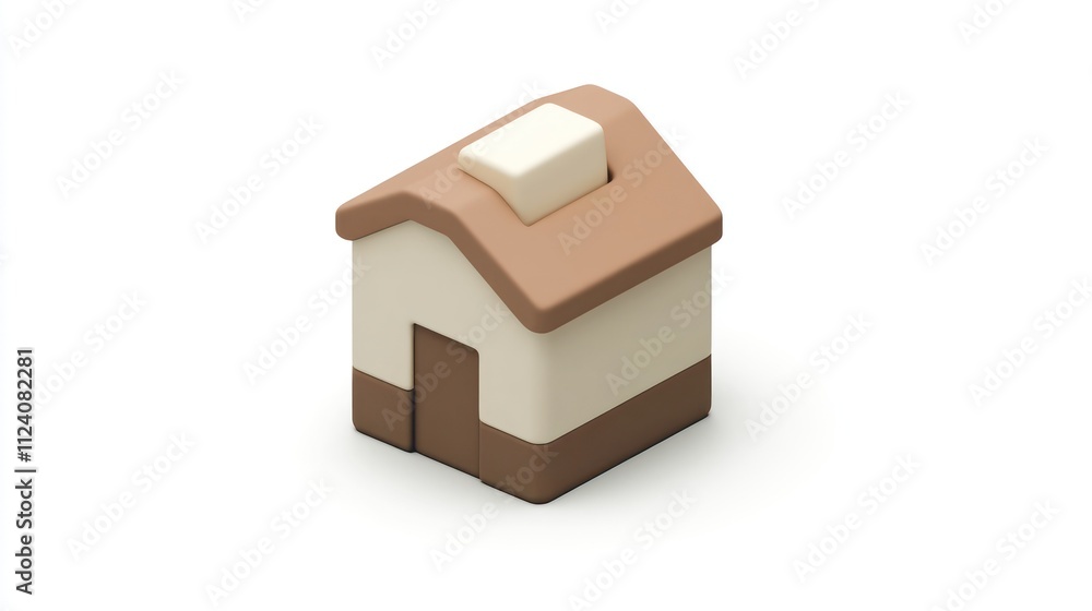 Aufkleber a small, stylized house model with a simple design and muted colors.
