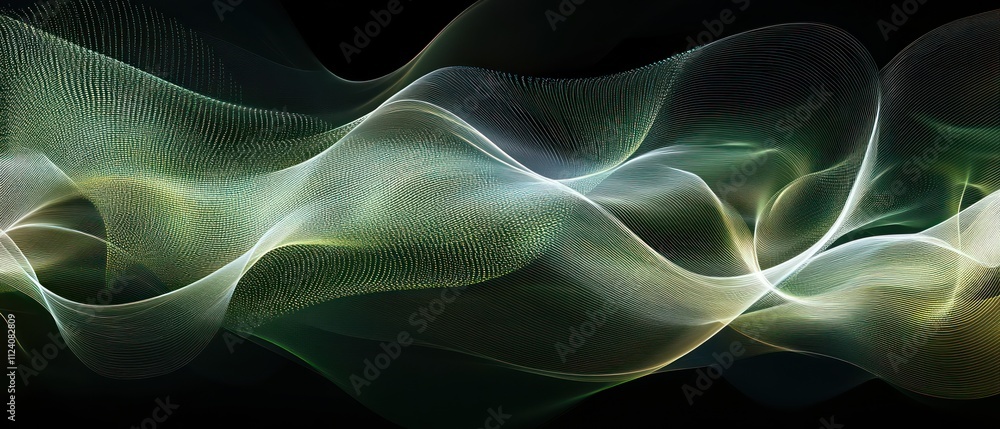 Poster Abstract waves of light and color create a dynamic, flowing visual experience.