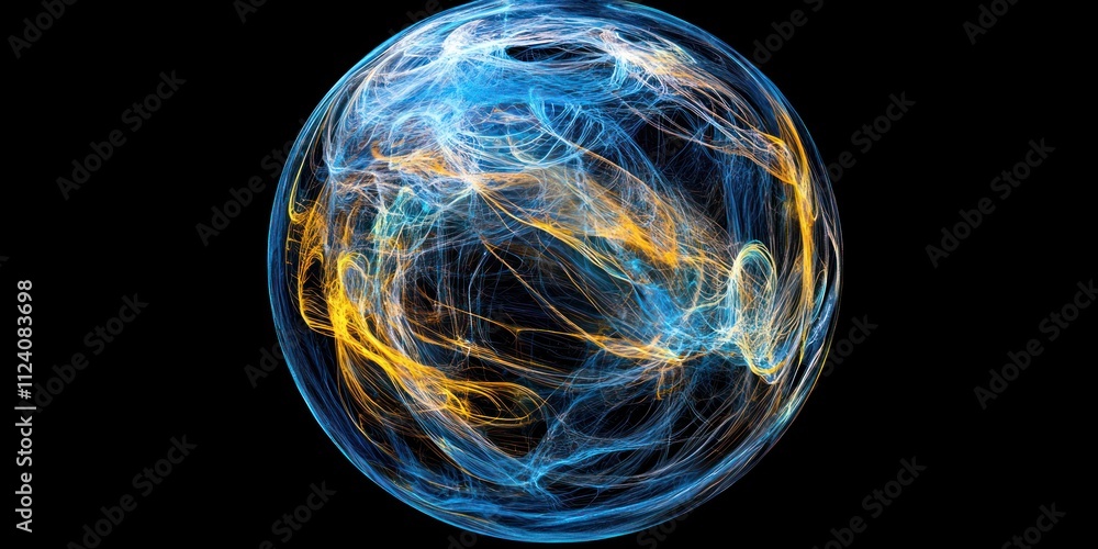 Leinwandbilder abstract representation of energy flows in a spherical form with vibrant colors.