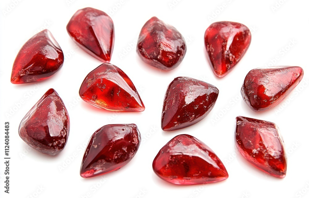 Aufkleber a collection of shiny red gemstones arranged in a pleasing pattern.