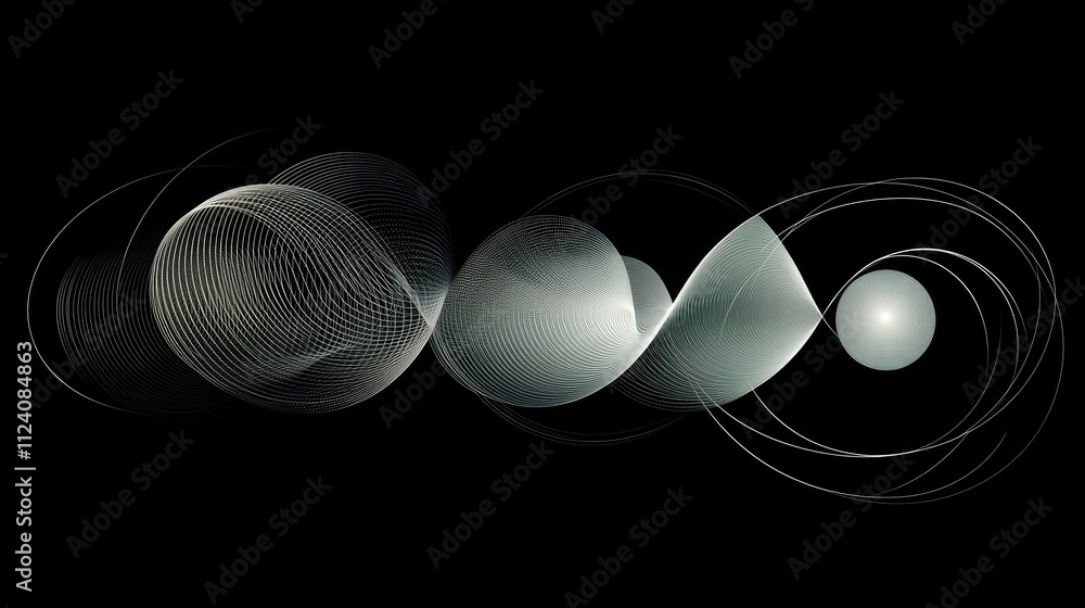 Poster abstract waveforms and curves in elegant design on black background