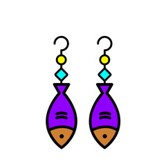 可愛いおもちゃのイヤリング : 鮮やかな魚の形をしたシンプル素材