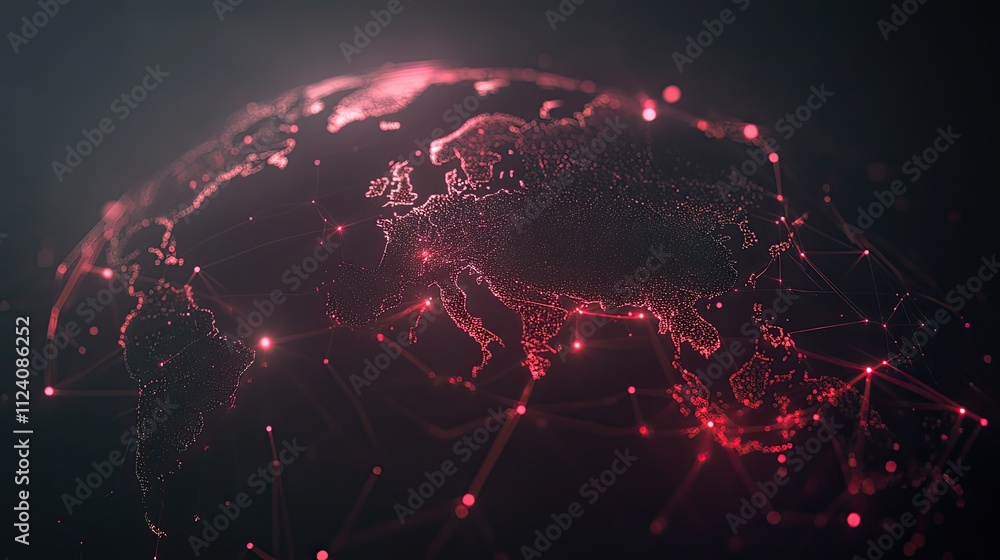 Aufkleber abstract digital globe visual with network connections and lights