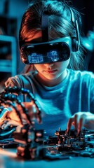 Child exploring technology with virtual reality headset