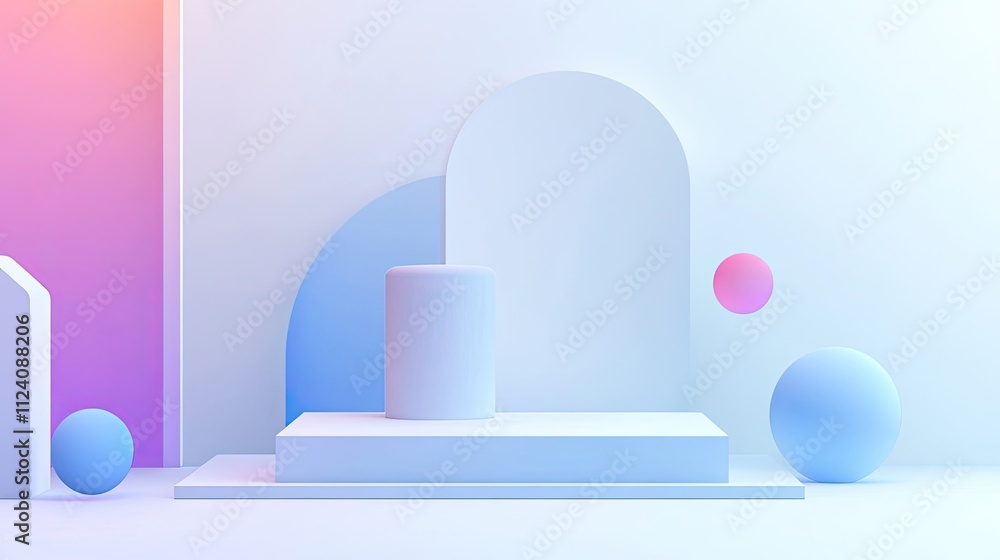 Poster abstract geometric background with shapes and soft colors