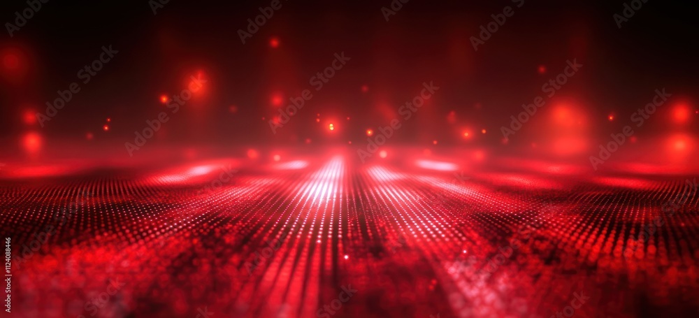 Poster abstract red light pattern with glowing effects, creating a digital or futuristic ambiance.