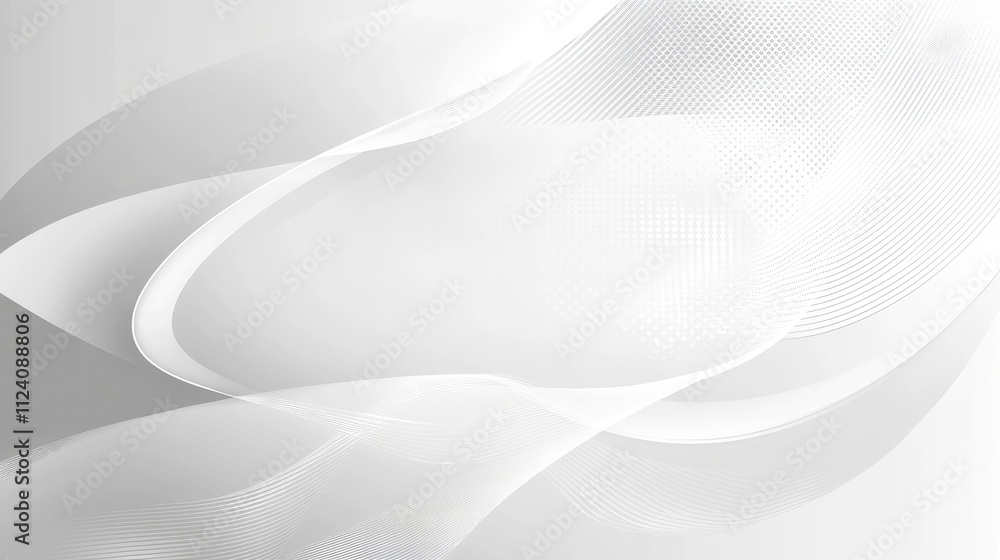 Poster abstract white background with flowing curves and soft textures