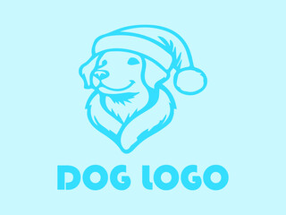 Light blue dog head in Santas hat below for a playful and festive pet business branding or holiday design