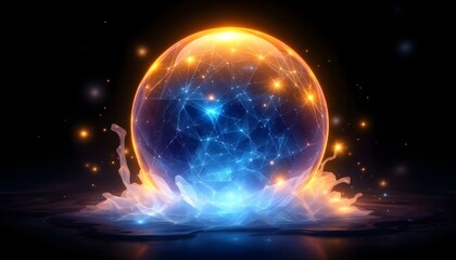 crystal, ball, glowing, aura, mystical, dark, background, isolated, magical, ethereal, mysterious, fantasy, sphere, enchanted, radiant, luminous, glass, orb, spiritual, witchcraft, fortune, divination