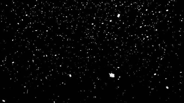 Falling snow overlay layer on transparent background. For Christmas and winter holiday season. Alpha channel included.