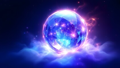 crystal, ball, glowing, aura, mystical, dark, background, isolated, magical, ethereal, mysterious, fantasy, sphere, enchanted, radiant, luminous, glass, orb, spiritual, witchcraft, fortune, divination