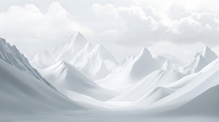 Serene White Mountains Under a Cloudy Sky