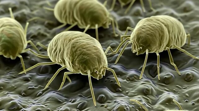 Microscopic Close Up of Tiny Microorganisms in Biology and Science
