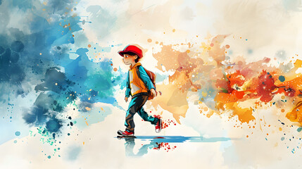Naklejka premium Watercolor Social Worker cartoon character