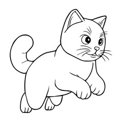 cute cat line jumping vector illustration
