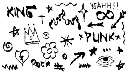 Hand drawn graffiti collection set. Vector illustration