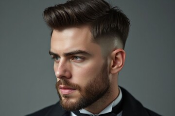 Obraz premium A handsome man with stylish hair and beard