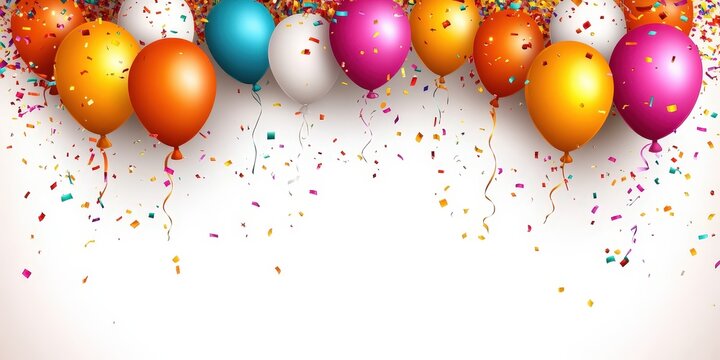 Colorful Balloons and Confetti for Celebration and Party Decoration