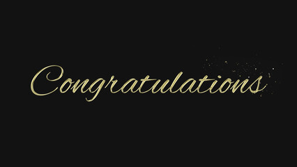 Congratulations gold lettering text typography on gray or black background golden text banner illustration great for wishing and Congratulating your loved ones