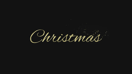 Christmas gold lettering text typography on gray or black background golden text banner illustration great for wishing and celebrating Happy Christmas with your loved ones