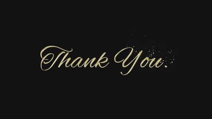 Thank You text gold lettering text typography on gray or black background golden text banner illustration great for wishing and Thanking your loved ones