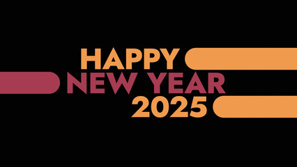 Happy New Year 2025 colorful text typography on white or black background banner illustration great for wishing and celebrating Happy New Year 2025 in December