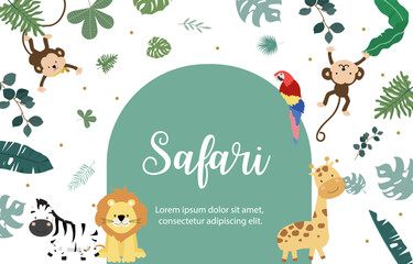 cute safari template banner for horizontal design