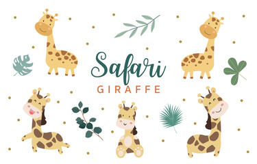 cute giraffe element object for safari design © piixypeach