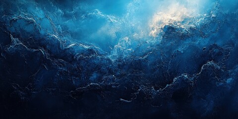 Dark Blue Abstract Ocean Waves Background with Texture and Depth