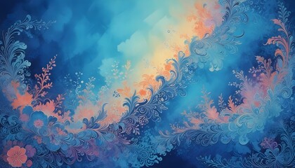 Clear Plain Shiny Warm Soft Vintage Bokeh Cloudy Wave Like Geometric Blue Background or Texture