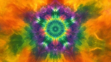 Abstract Colorful Mandala Artistic Fluid Painting