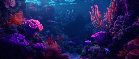 Fototapeta premium Close-up neon coral reef underwater dance
