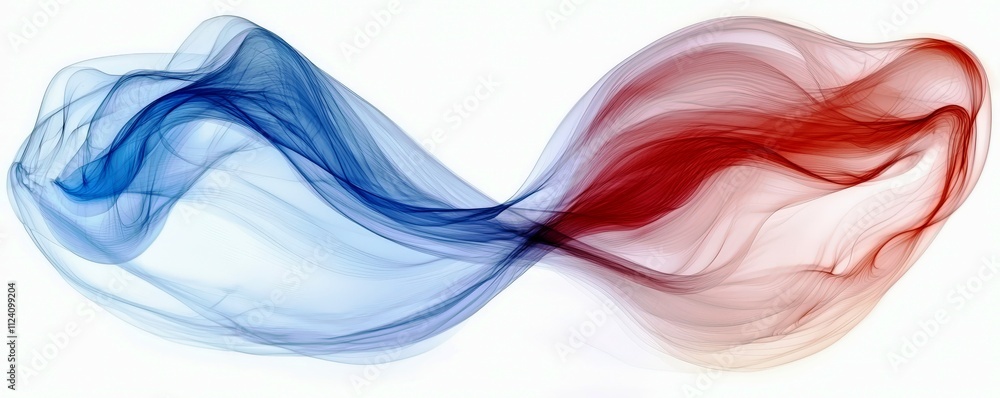 Poster ethereal flow of colorful smoke patterns in red and blue hues creating a dynamic and abstract backgr